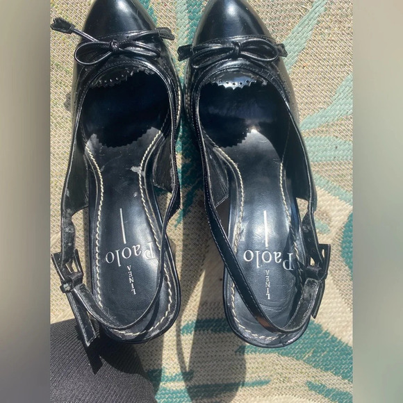 Linea Paolo|| Black Oxford sling back heels , Size 8. Perfect for Fall & Winter - Picture 6 of 10